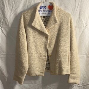 Elegant Cream Textured Bomber Jacket